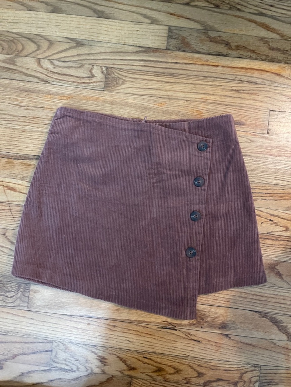 Charlotte Russe Chocolate Brown Corduroy Button-Front Mini Skirt